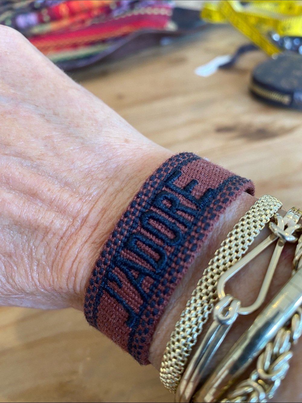 Woven J’ADORE Bracelet in Rust and Black